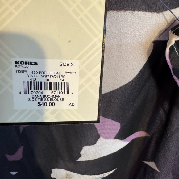 NWT Dana Buchman Abstract Black/Purple Top   XLARGE     #S - Picture 11 of 11